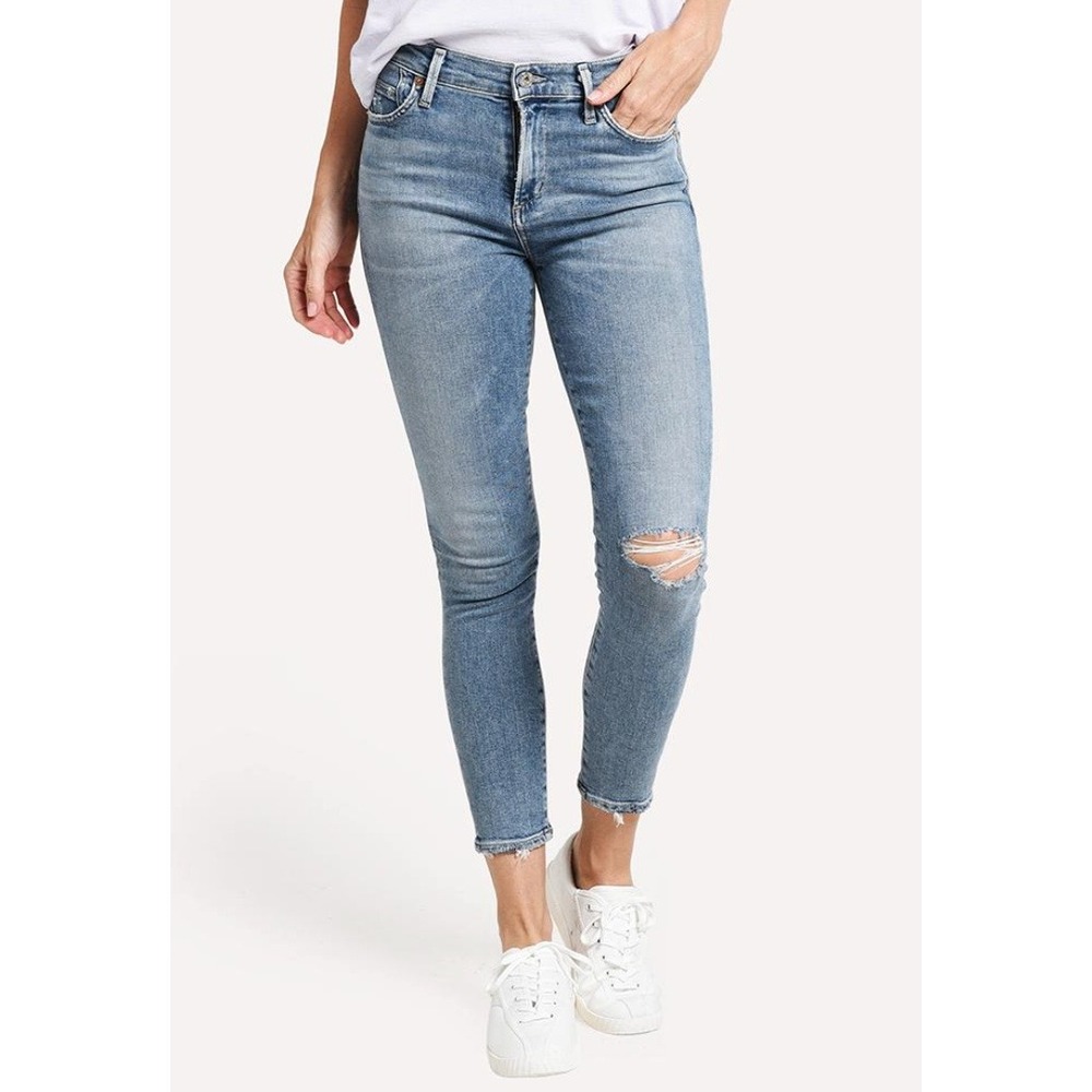 CITIZENS OF HUMANITY Rocket Crop Mid Rise Skinny Jeans Women's Size 27 Distress